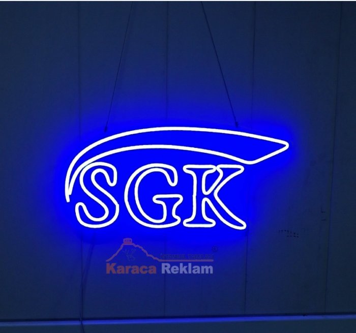 Neon led SGK yazısı SGK logo neon tabela neon tabela SGK tabelası SGK tabela neon yazı Led neon yazı