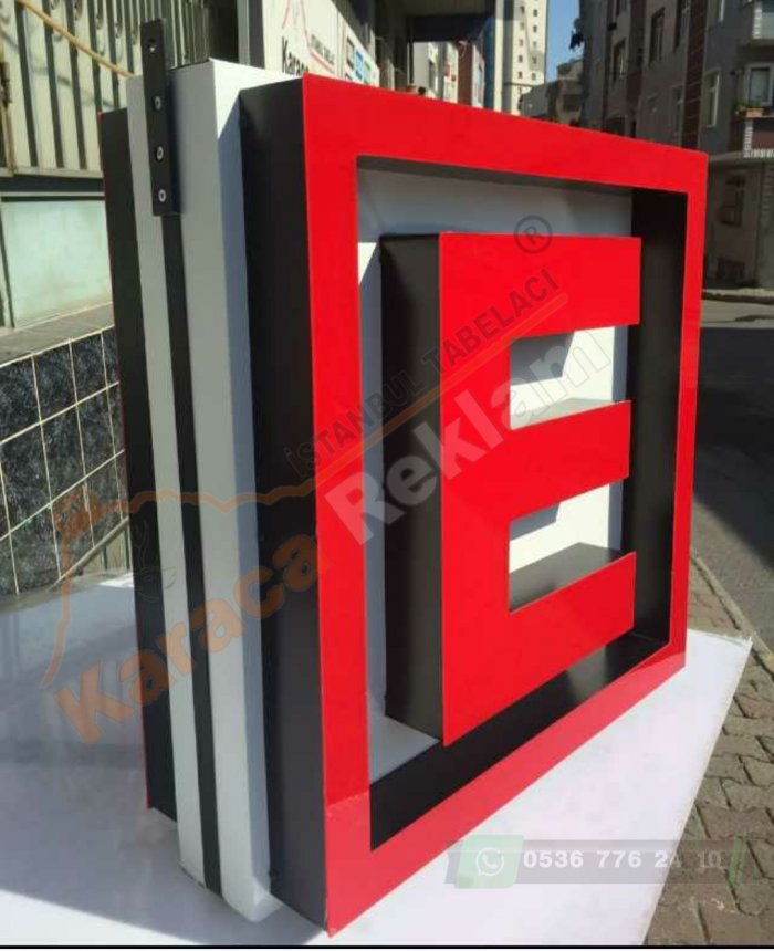 Eczane E tabela çift yönlü kumandalı animasyonlu çift yönlü logo tabela reklam tabela E logo animasy